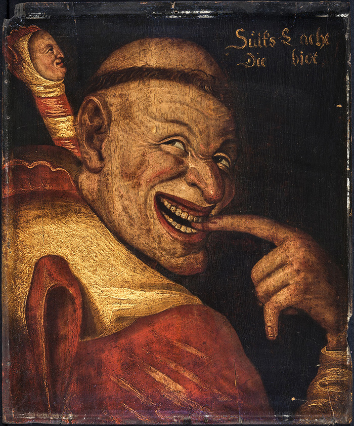 Anonyme (école allemande), "Le Bouffon", XVIe siècle, huile sur bois, 57 x 51 cm. Chambéry, musée des Beaux-Arts, inv. M769 