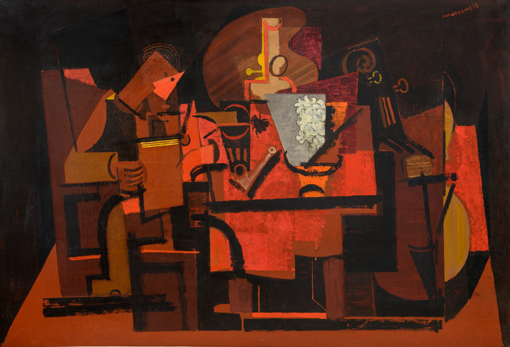 tableau "Le liseur sous la lampe", de Louis Marcoussis, 1937