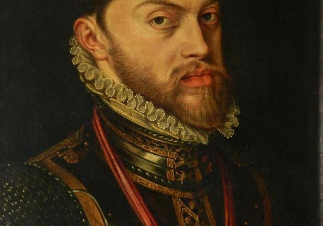 portrait du roi Philippe II d'Espagne, par Anna-Barbara NANNONI, peinture à l'huile sur toile