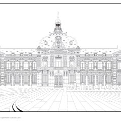 Coloriage à imprimer - La façade du musée 